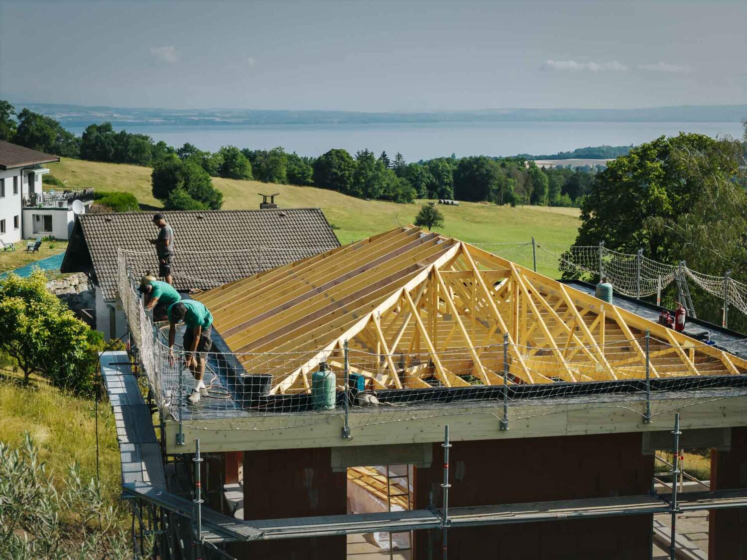 Vue drone travaux d'étanchéité Besnier