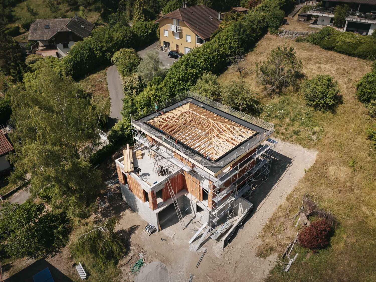Vue aérienne chantier d'étanchéité